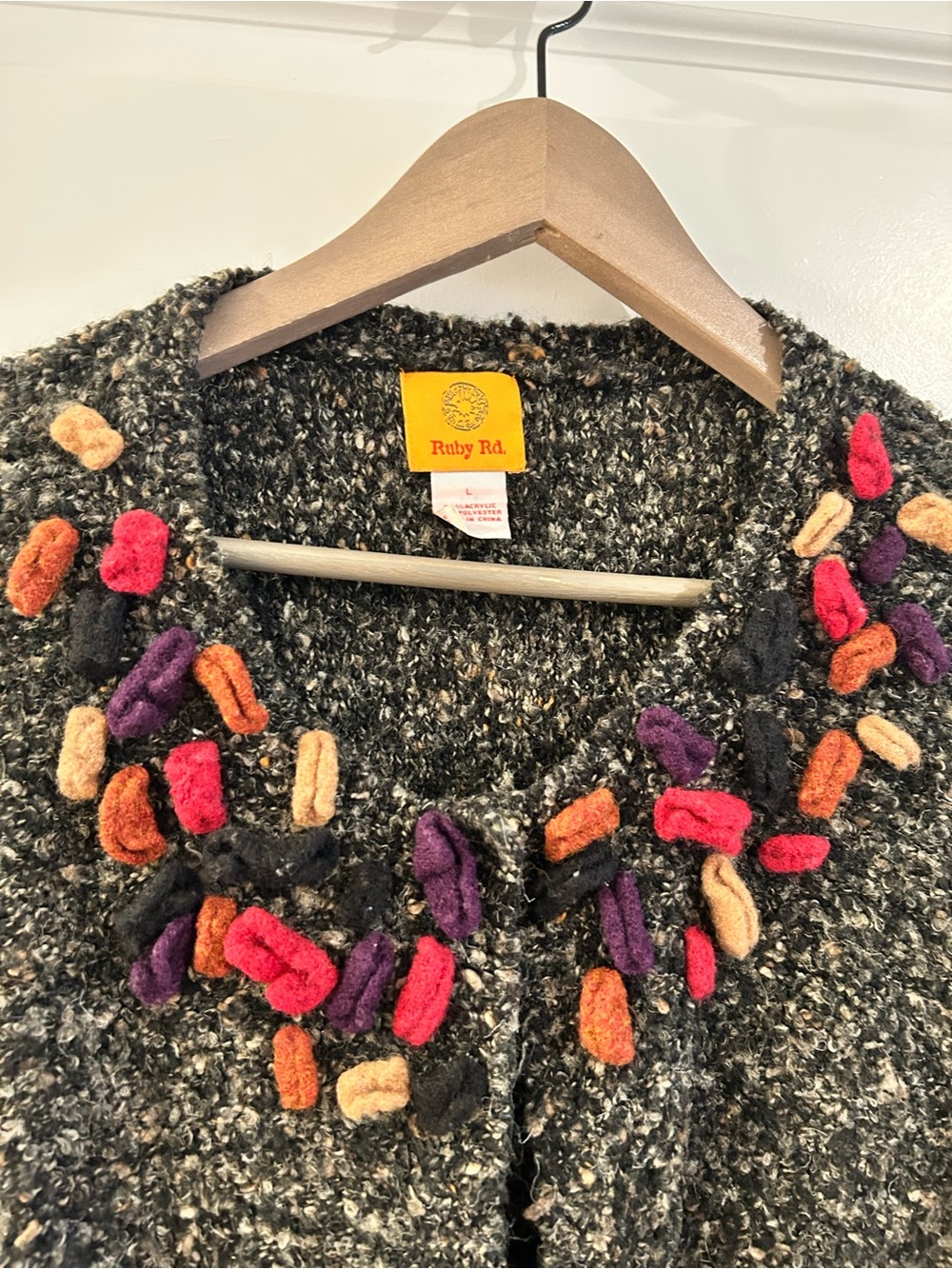 Ruby Rd Knit Cardigan Gray Multi Size L - Picture 2 of 9